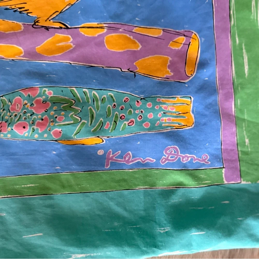 Vintage Ken Done Doona Parrots and Fish Duvet Cover and Sham Twin 86 x 68